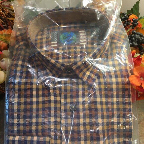 Luchiano Visconti Global Mint Men's Long Sleeve Plaid Shirt-Size Large,New - Picture 4 of 6